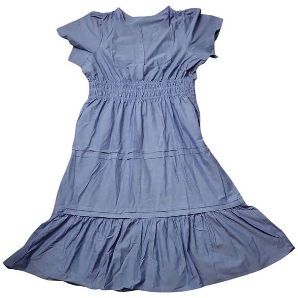French Connection Women's Short Sleeve Buttons Maxi Dress - Chambray - Picture 1 of 3
